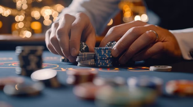 Live dealer at baccarat table in mawar500 login studio